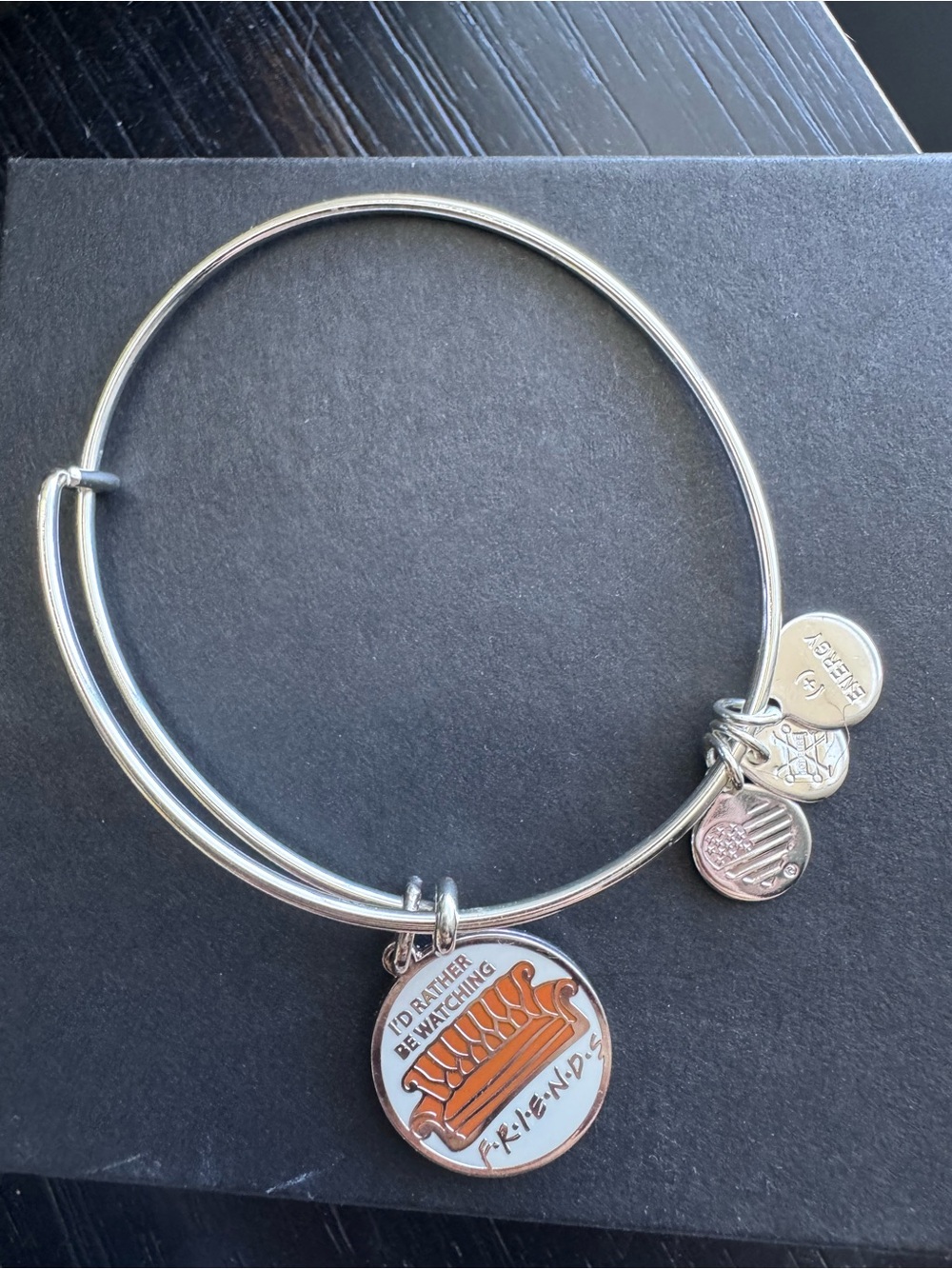 🔷 Alex and Ani Silver Bracelet with Orange Friends Charm